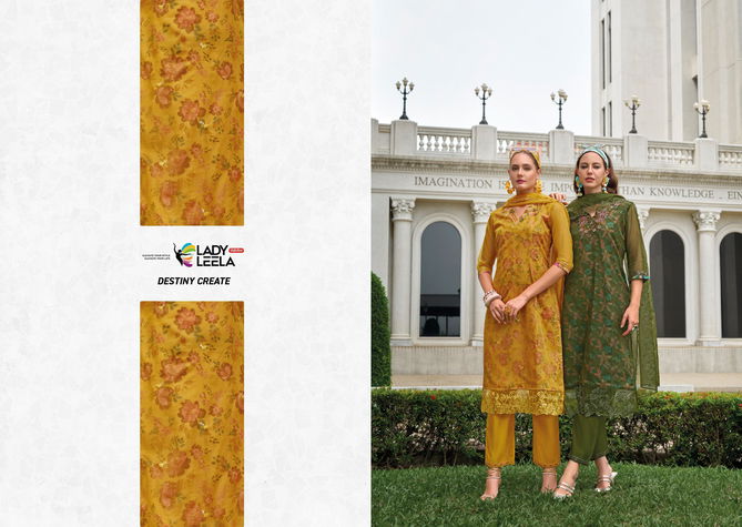 Aleena By Lady Leela Organza Embroidery Designer Kurti With Bottom Dupatta Wholesale Online